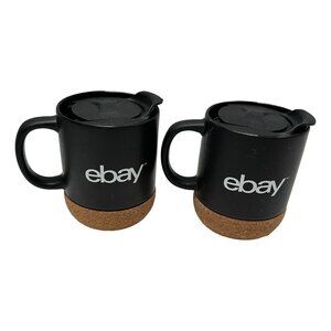 Ebay Coffee Mug Ebay Canada Seller Swag Lot 2 Black Ceramic Cork w Lids New